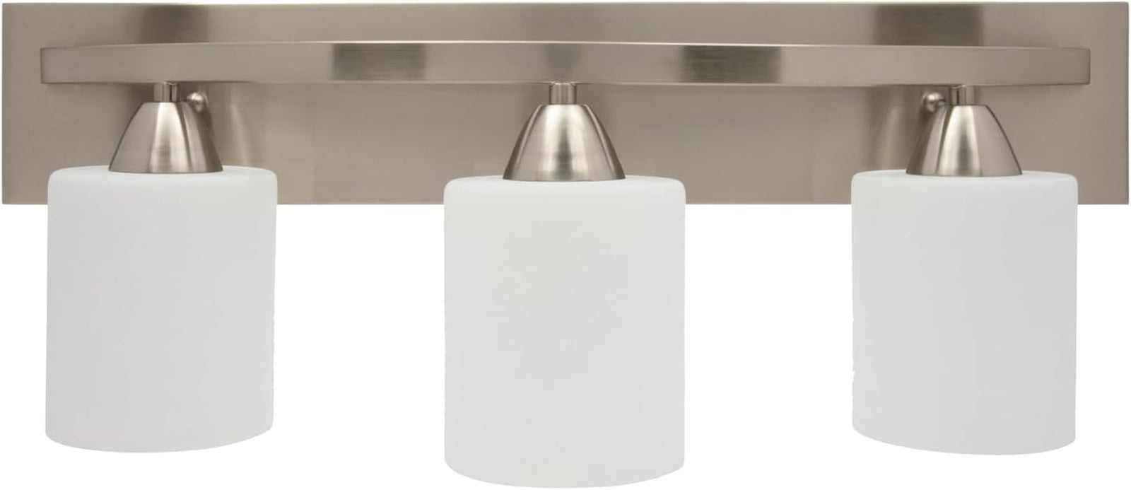 | Bathroom Vanity Light Bar | Interior Bathroom Lighting Fixtures with Modern Glass Shade | Bathroom Lights over Mirror | (Brushed Nickel, 3 Lights, E26 100W LED, Bulbs Not Included)