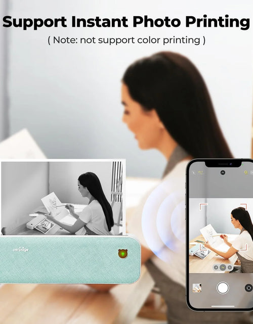 Load image into Gallery viewer, Wireless Printer, Portable Bluetooth Thermal Inkless Printer Compatible with Android and Ios Phone &amp; Laptop, Green
