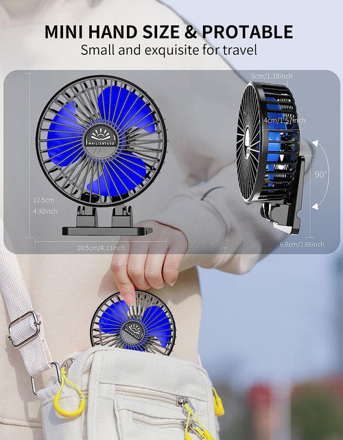 Load image into Gallery viewer, Desk Fan, USB Fan for Desk, Mini Desk Fan, 3 Speed Rotation Strong Wind, Protable Small Desktop Cooling Fan, Quite Mini Personal Fan for Home Office Table Bedroom Travel Curise(Black Blue)
