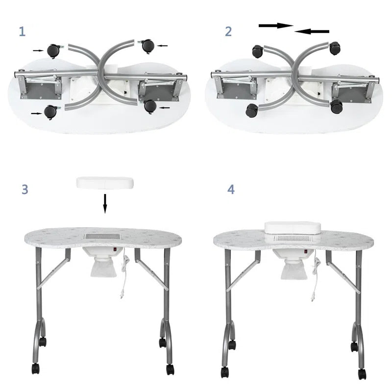 35.43'' X 15.75'' Foldable Craft Table with Sewing Machine Platform and Wheels