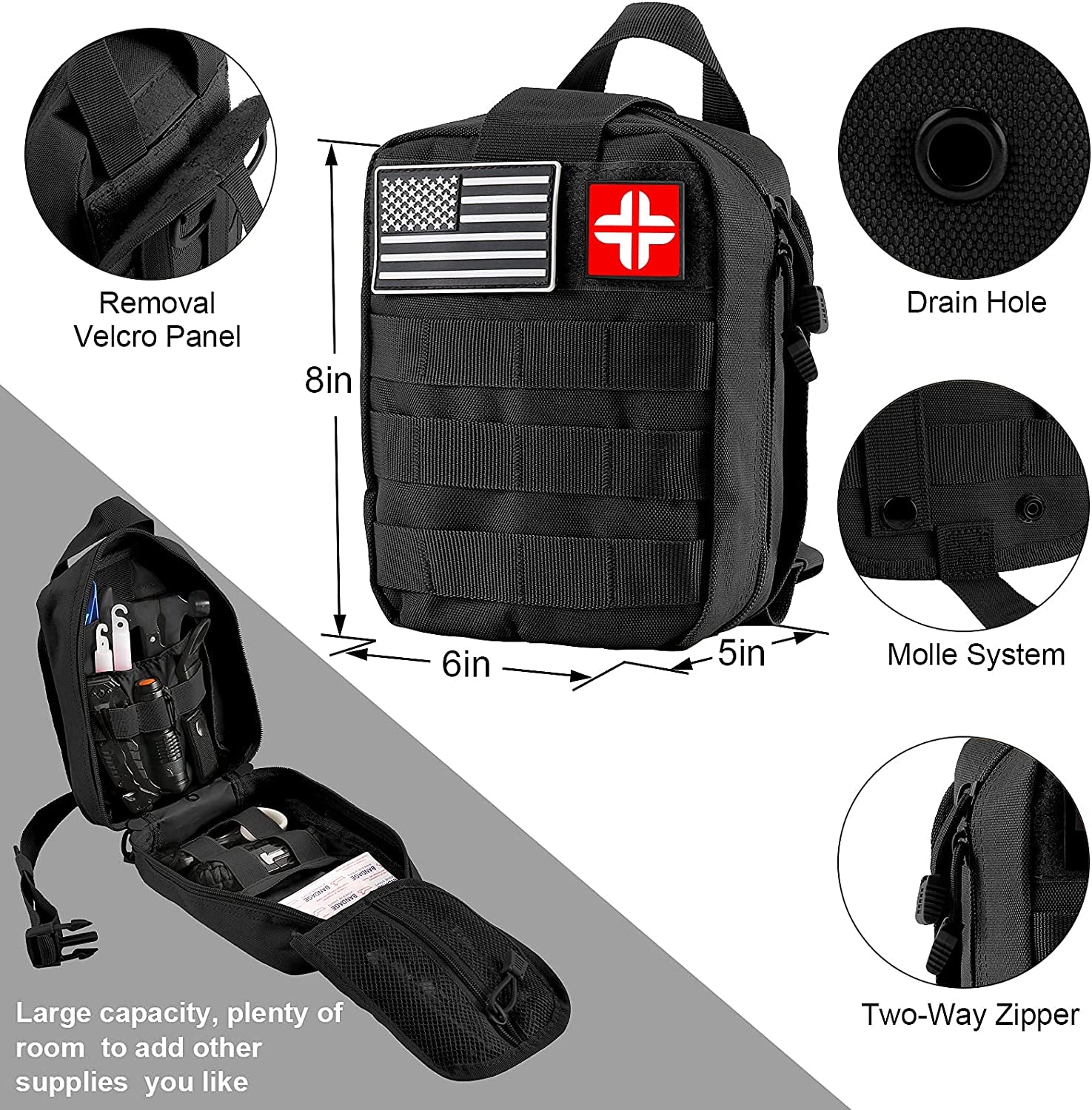 Survival Kit and First Aid Kit, 142Pcs Professional Survival Gear and Equipment with Molle Pouch, for Men Dad Husband Who Likes Camping Outdoor Adventure