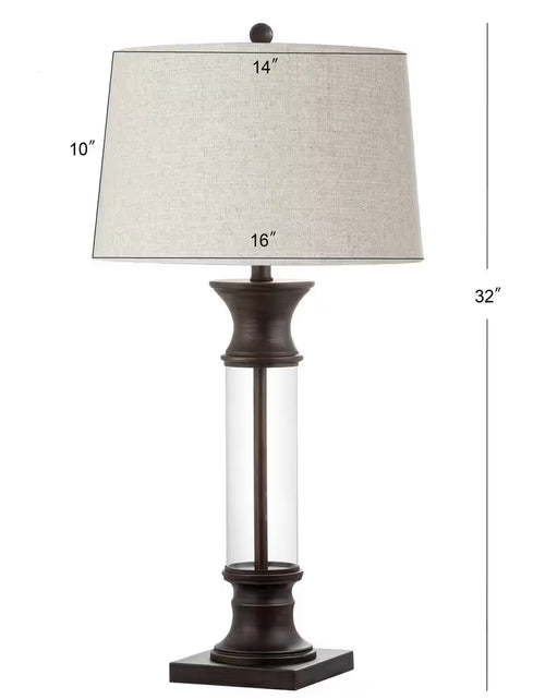 Load image into Gallery viewer, Hunter 32 In. Metal/Glass Table Lamp, Bronze (Set of 2)
