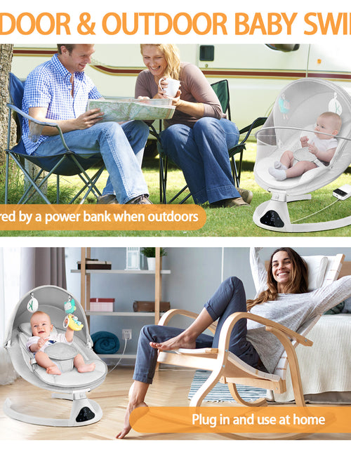 Load image into Gallery viewer, Electric Baby Swing for Infants, Bluetooth Swing Baby Bouncer Baby Rocker with Intelligence Timing, Gray
