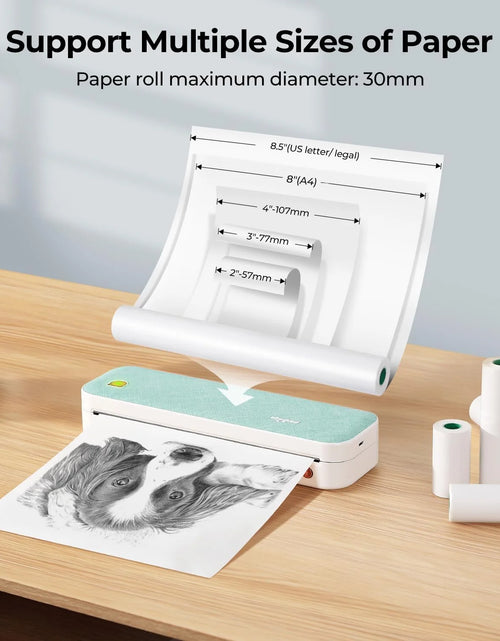 Load image into Gallery viewer, Wireless Printer, Portable Bluetooth Thermal Inkless Printer Compatible with Android and Ios Phone &amp; Laptop, Green
