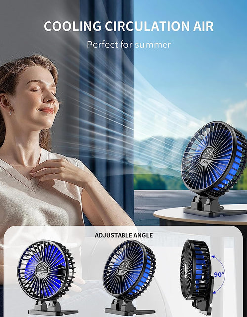 Load image into Gallery viewer, Desk Fan, USB Fan for Desk, Mini Desk Fan, 3 Speed Rotation Strong Wind, Protable Small Desktop Cooling Fan, Quite Mini Personal Fan for Home Office Table Bedroom Travel Curise(Black Blue)
