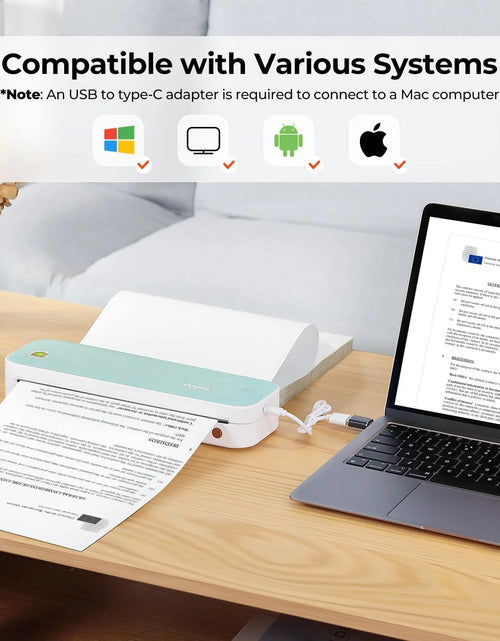 Load image into Gallery viewer, Wireless Printer, Portable Bluetooth Thermal Inkless Printer Compatible with Android and Ios Phone &amp; Laptop, Green

