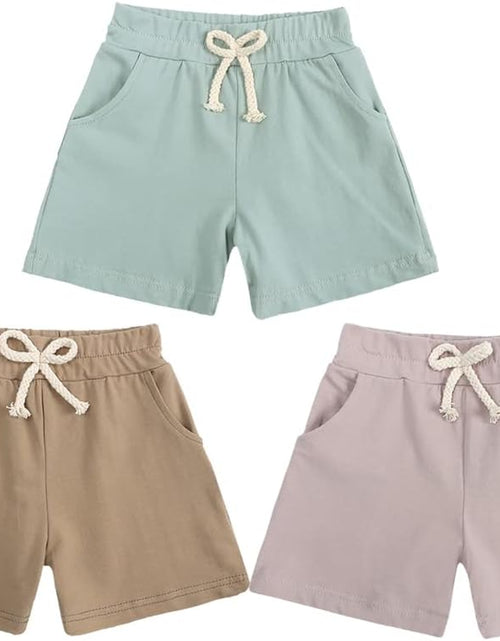 Load image into Gallery viewer, Baby Girls Boys 3 Pack Cotton Linen Blend Cute Bloomer Shorts Loose Harem Shorts
