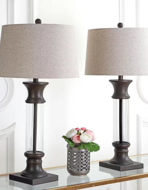 Load image into Gallery viewer, Hunter 32 In. Metal/Glass Table Lamp, Bronze (Set of 2)
