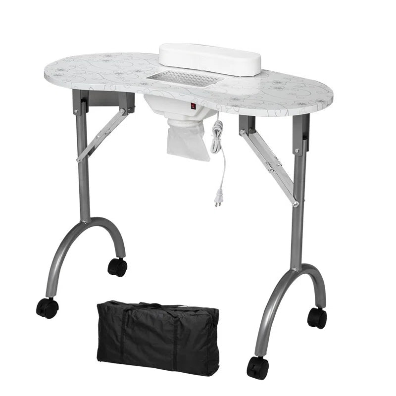 35.43'' X 15.75'' Foldable Craft Table with Sewing Machine Platform and Wheels