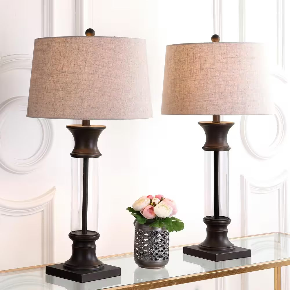 Hunter 32 In. Metal/Glass Table Lamp, Bronze (Set of 2)