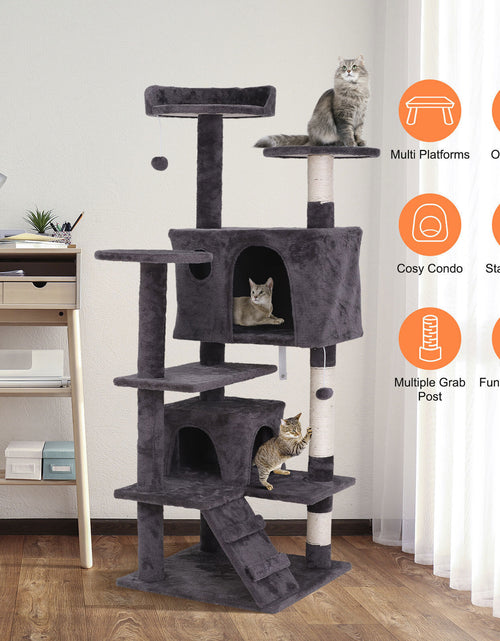 Load image into Gallery viewer, 55&#39;&#39; Cat Tree Tower Condo Multi Platforms Kitty Play House Safety Scratch Post
