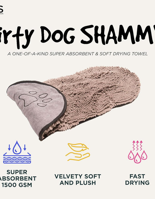 Load image into Gallery viewer, Shammy Dog Towels for Drying Dogs - Heavy Duty Soft Microfiber Bath Towel - Super Absorbent, Quick Drying, &amp; Machine Washable - Must Have Dog &amp; Cat Bathing Supplies | Grey 13X31
